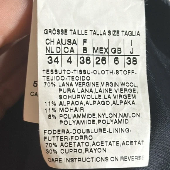 Max Mara Weekend Blue Wool Mohair Alpaca Houndstooth Crop Coat Jacket Size 4 - Picture 9 of 12